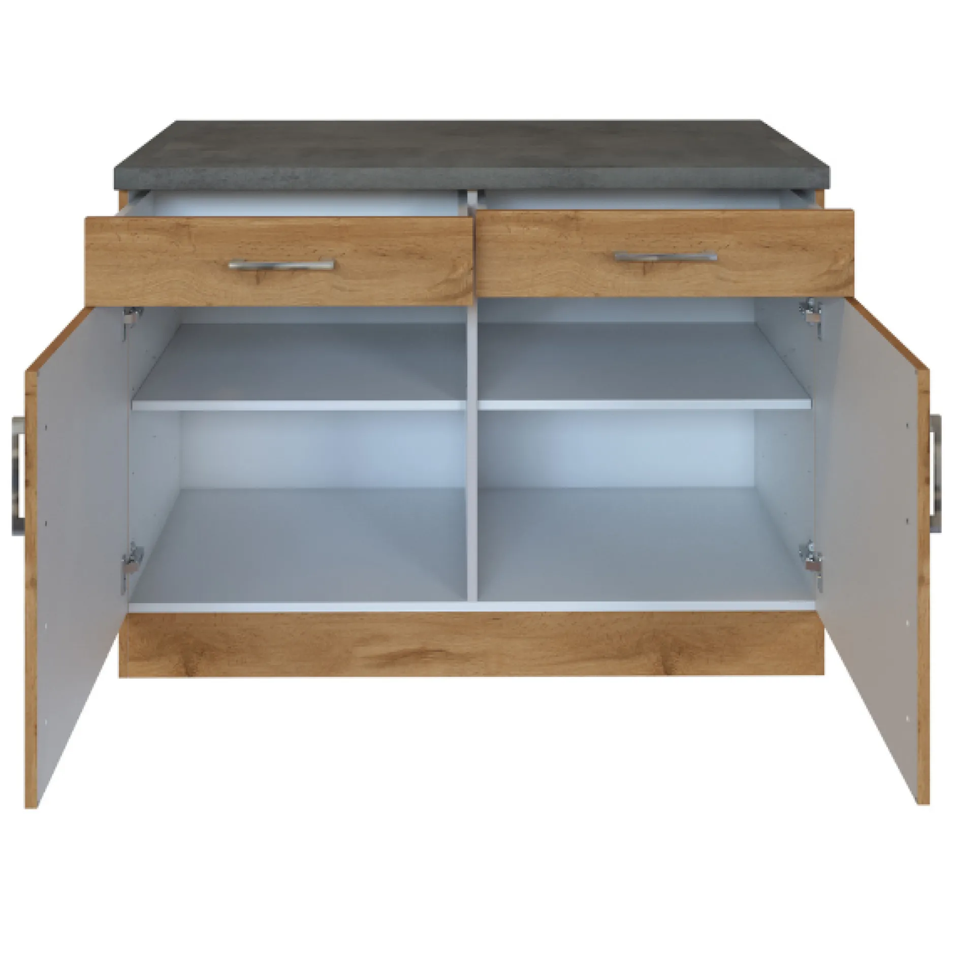 Küchenschrank Sorrella 100cm 2 Türen und 2 Schubladen - Eiche/Beton