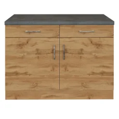 Küchenschrank Sorrella 100cm 2 Türen und 2 Schubladen - Eiche/Beton