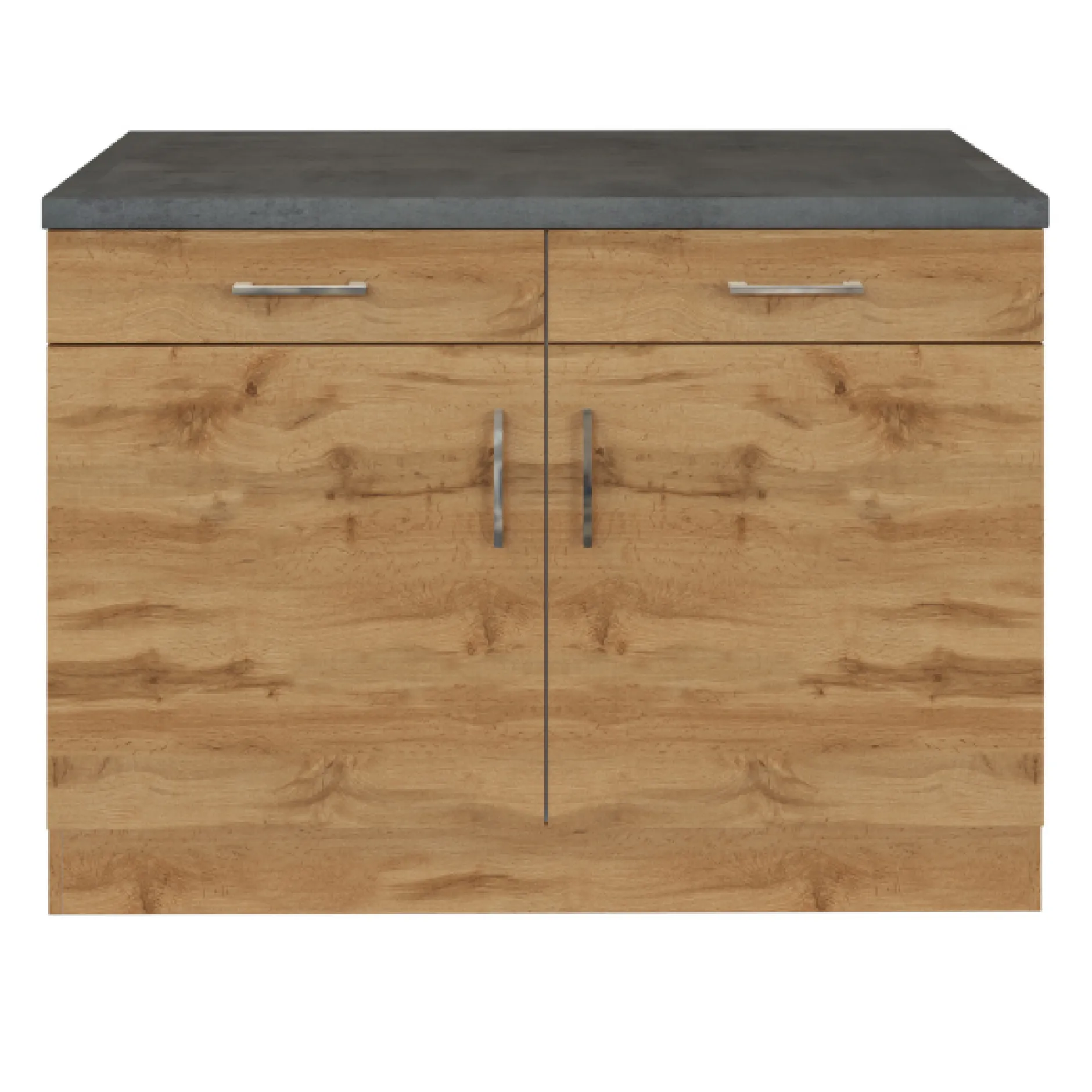 Küchenschrank Sorrella 100cm 2 Türen und 2 Schubladen - Eiche/Beton