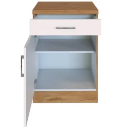 Küchenschrank Sorrella 50cm 1 Tür und 1 Schublade - weiß/Eiche