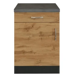 Küchenschrank Sorrella 50cm 1 Tür und 1 Schublade - Eiche/Graphit