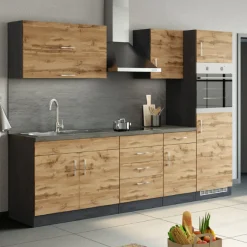 Küchenschrank Sorrella 50cm 1 Tür und 1 Schublade - Eiche/Graphit