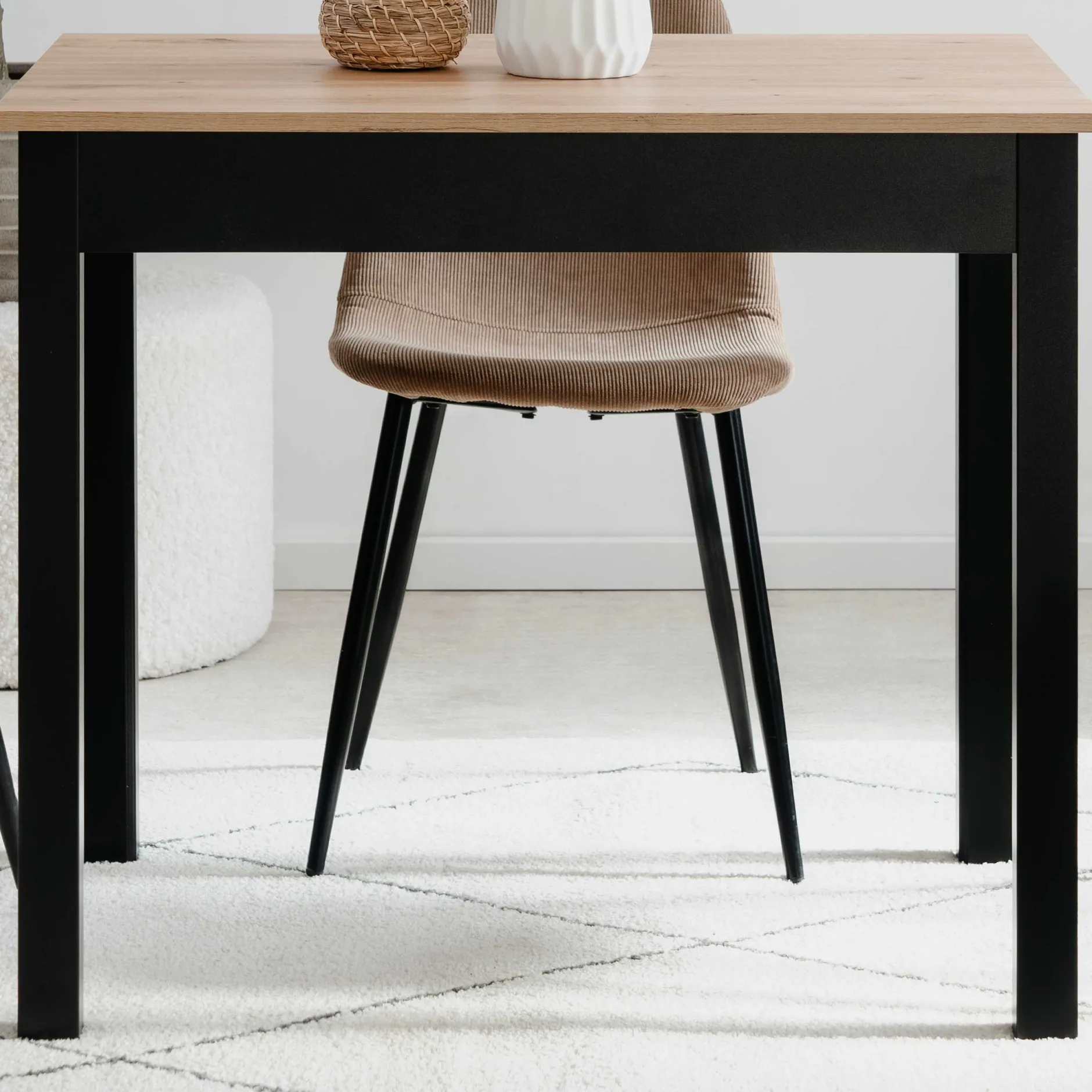 Küchentisch Capri - 90x67x76cm - Eiche Dekor/schwarz