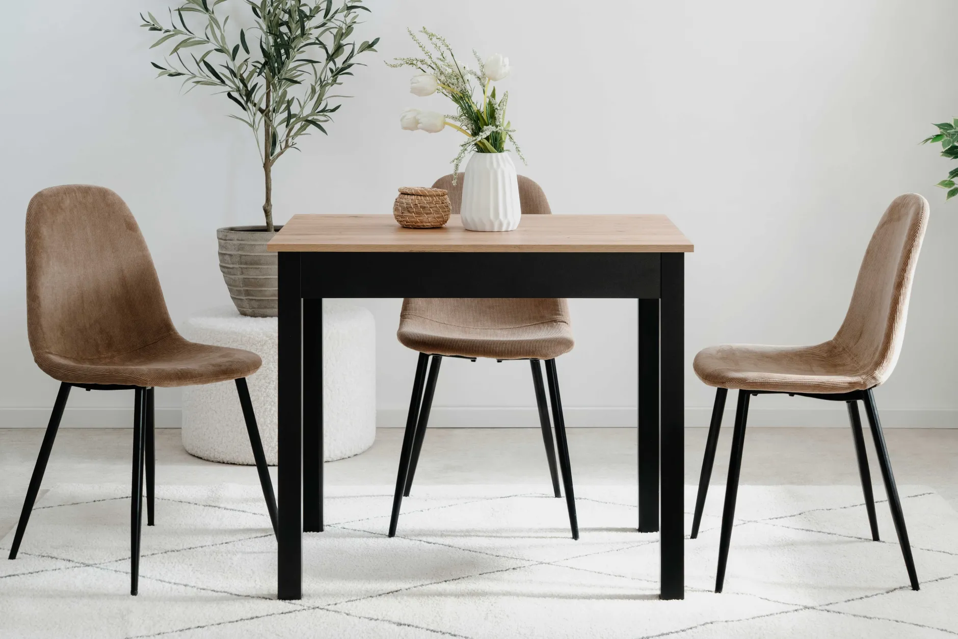 Küchentisch Capri - 90x67x76cm - Eiche Dekor/schwarz