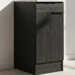 Küchenunterschrank Anna - 40x60x87cm - 1 Tür und 1 Schublade - Eiche schwarz Dekor/weißer Stein