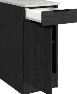 Küchenunterschrank Anna - 40x60x87cm - 1 Tür und 1 Schublade - Eiche schwarz Dekor/weißer Stein