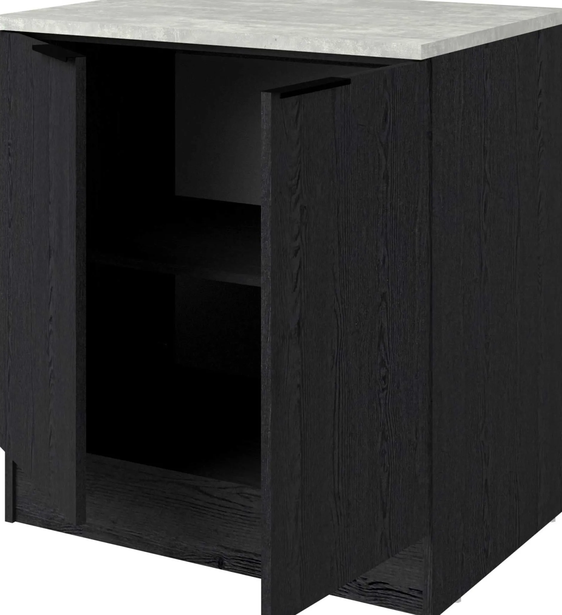Küchenunterschrank Anna - 80x60x87cm - 2 Türen - Eiche schwarz Dekor/weißer Stein
