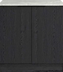 Küchenunterschrank Anna - 80x60x87cm - 2 Türen - Eiche schwarz Dekor/weißer Stein