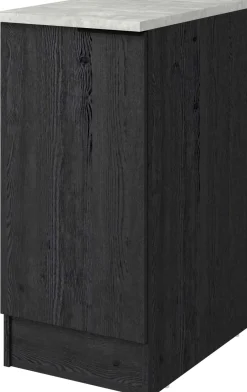 Küchenunterschrank Anna - 40x60x87cm - 1 Tür - Eiche schwarz Dekor/weißer Stein