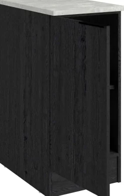 Küchenunterschrank Anna - 40x60x87cm - 1 Tür - Eiche schwarz Dekor/weißer Stein
