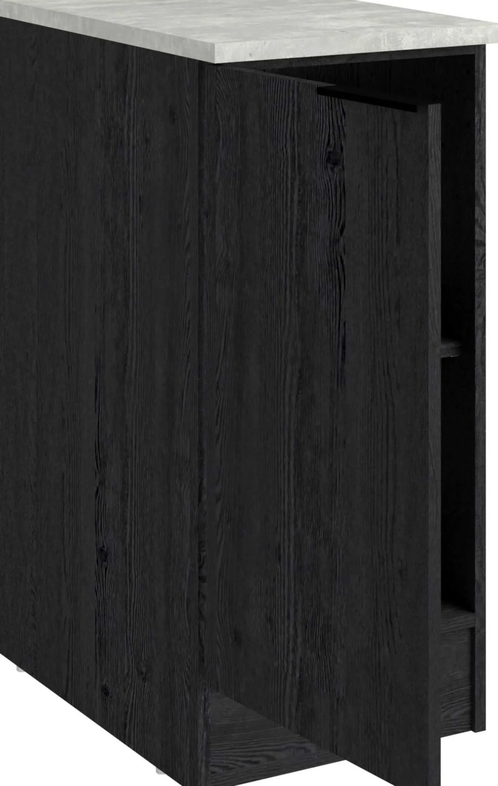 Küchenunterschrank Anna - 40x60x87cm - 1 Tür - Eiche schwarz Dekor/weißer Stein