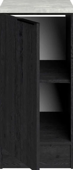 Küchenunterschrank Anna - 40x60x87cm - 1 Tür - Eiche schwarz Dekor/weißer Stein