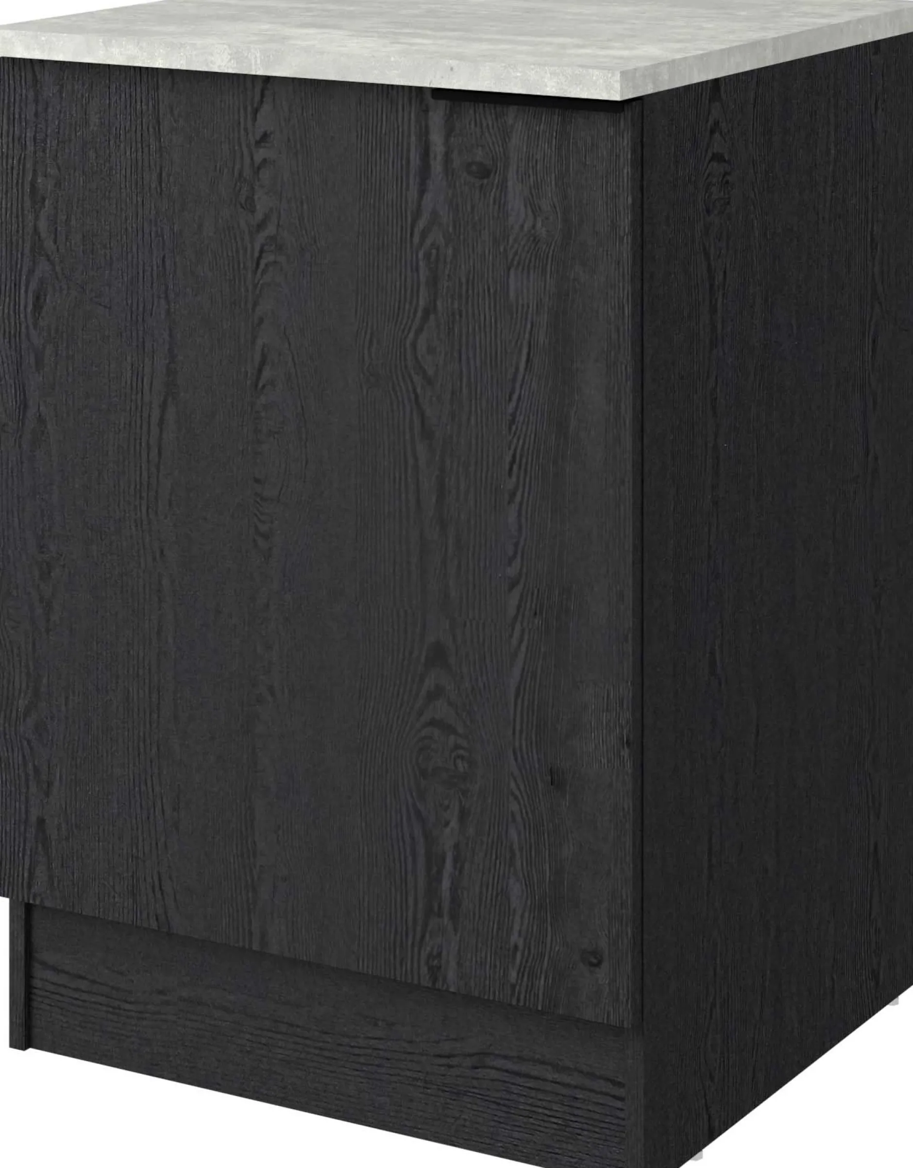 Küchenunterschrank Anna - 60x60x87cm - 1 Tür - Eiche schwarz Dekor/weißer Stein
