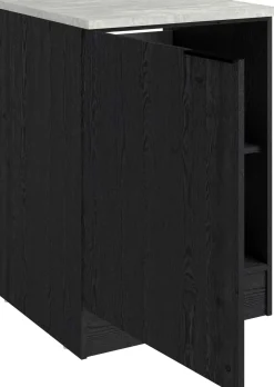 Küchenunterschrank Anna - 60x60x87cm - 1 Tür - Eiche schwarz Dekor/weißer Stein