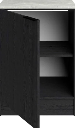 Küchenunterschrank Anna - 60x60x87cm - 1 Tür - Eiche schwarz Dekor/weißer Stein