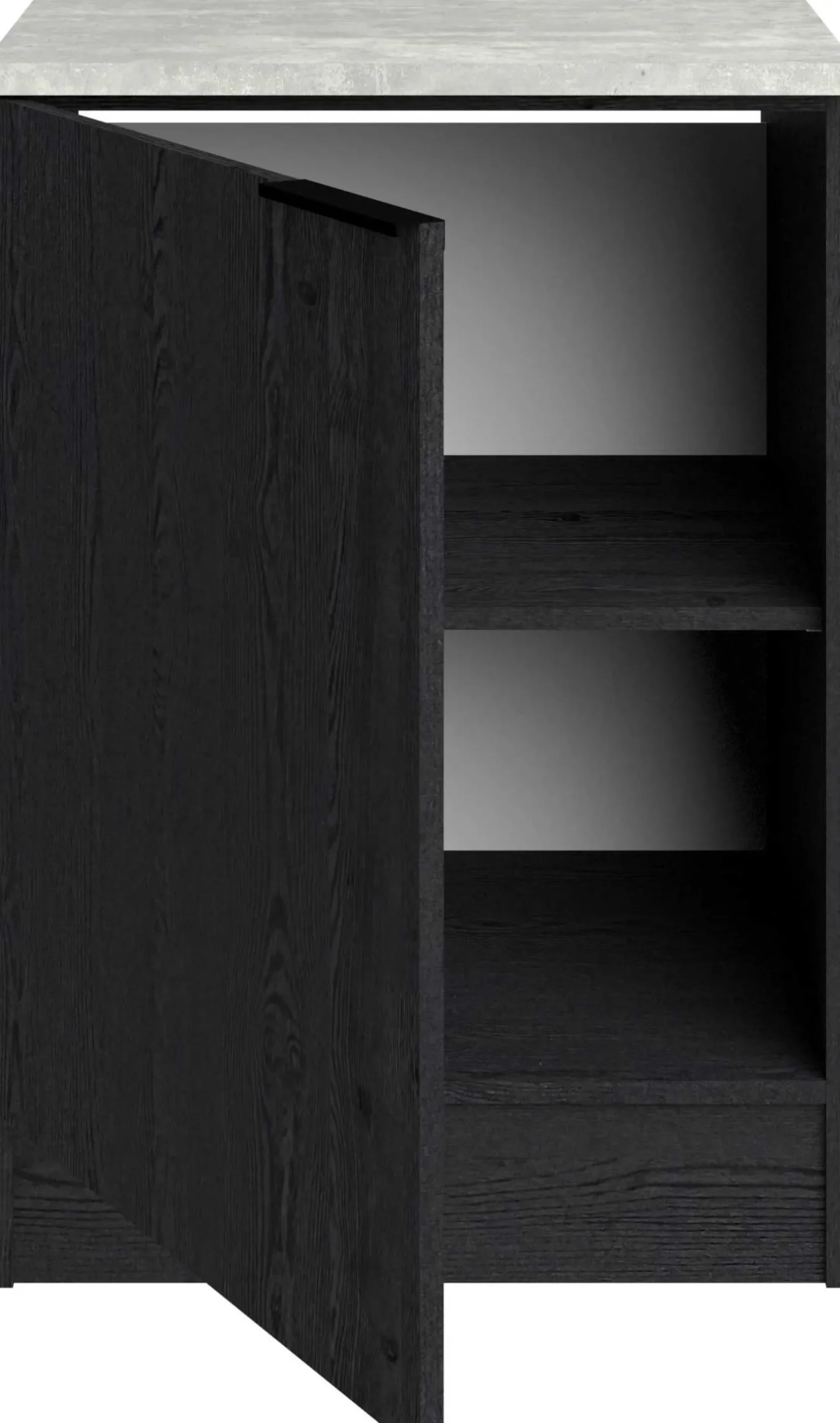 Küchenunterschrank Anna - 60x60x87cm - 1 Tür - Eiche schwarz Dekor/weißer Stein