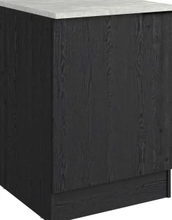Küchenunterschrank Anna - 60x60x87cm - 1 Tür - Eiche schwarz Dekor/weißer Stein