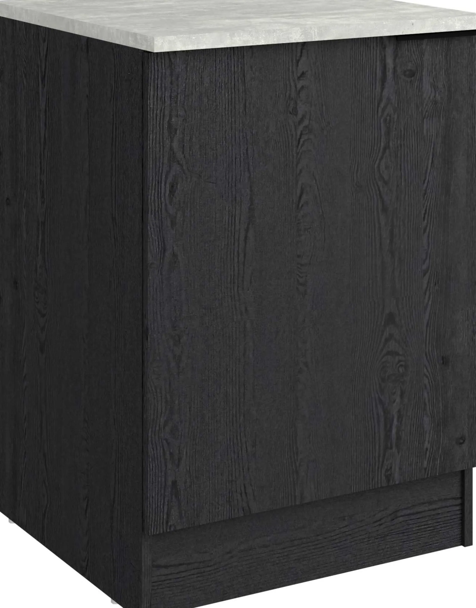 Küchenunterschrank Anna - 60x60x87cm - 1 Tür - Eiche schwarz Dekor/weißer Stein