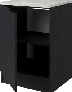 Küchenunterschrank Anna - 60x60x87cm - 1 Tür - Eiche schwarz Dekor/weißer Stein