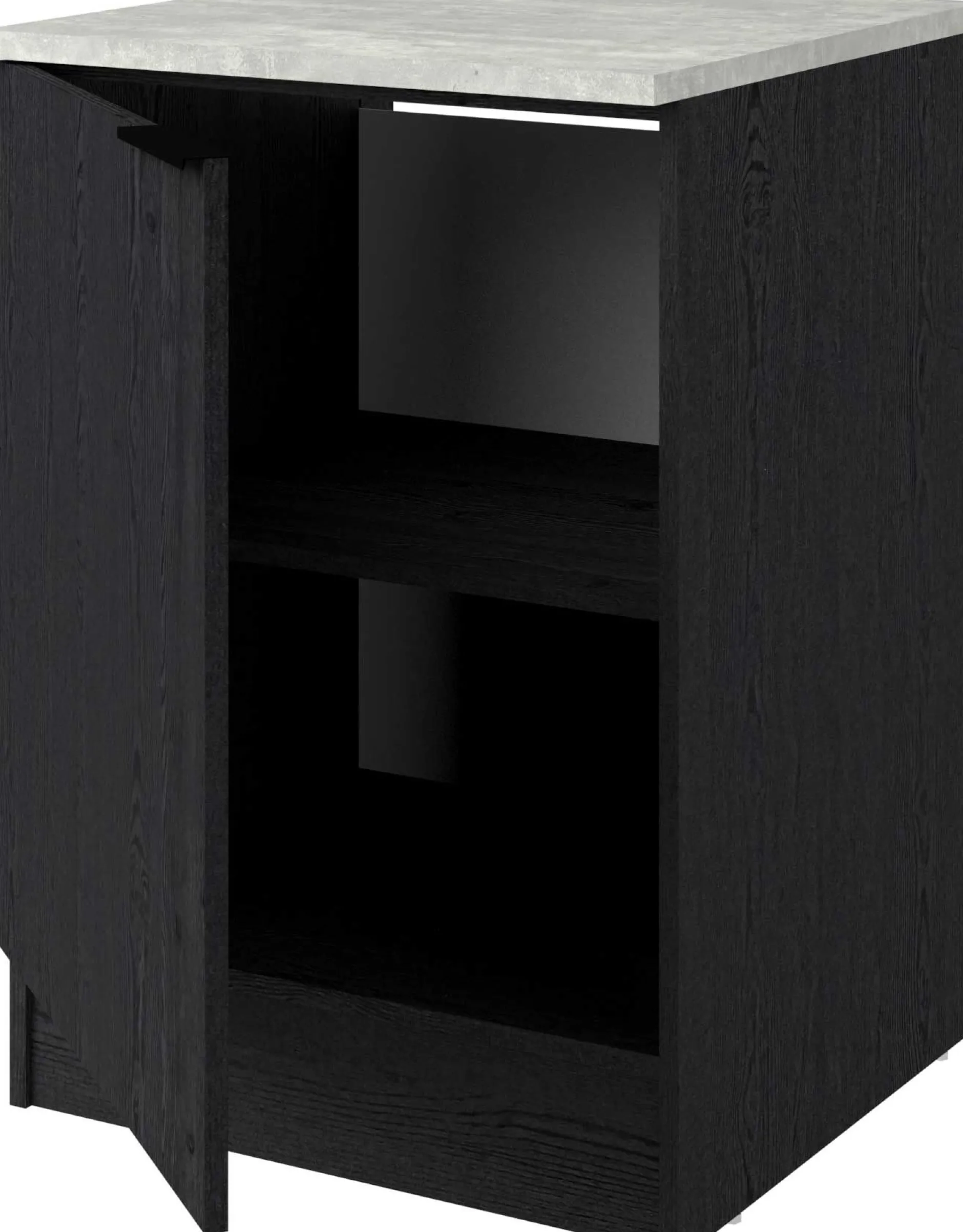 Küchenunterschrank Anna - 60x60x87cm - 1 Tür - Eiche schwarz Dekor/weißer Stein