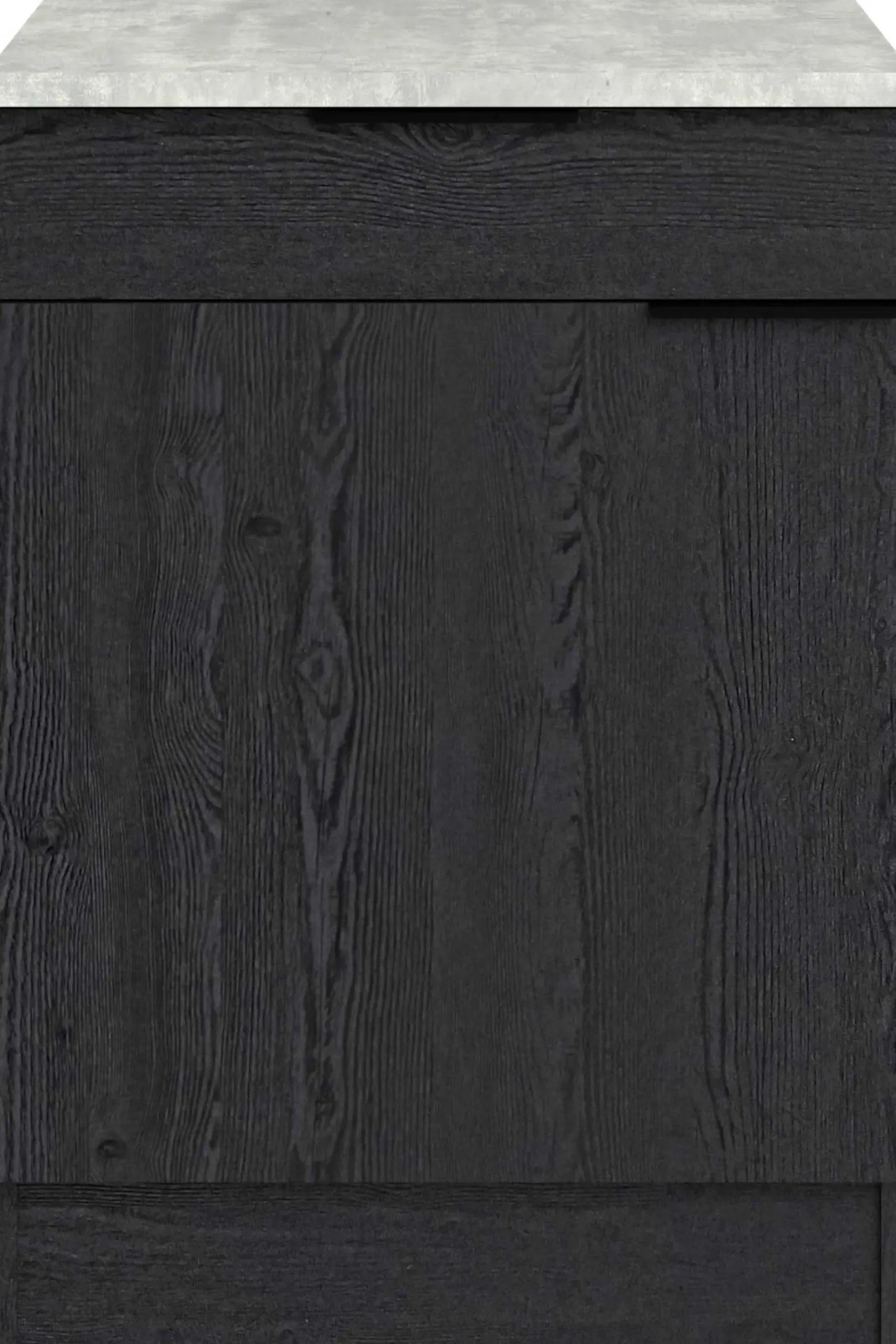 Küchenunterschrank Anna - 60x60x87cm - 1 Tür und 1 Schublade - Eiche schwarz Dekor/weißer Stein