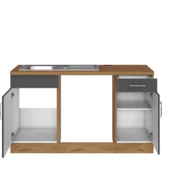 Küchenzeile in L-Form Sorrella 210cm mit Platz für Backofen und Geschirrspüler - anthrazit/ocker