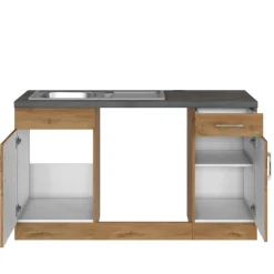 Küchenzeile in L-Form Sorrella 210cm mit Platz für Backofen und Geschirrspüler - Eiche