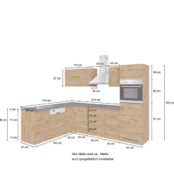 Küchenzeile in L-Form Sorrella 270cm mit Platz für Backofen, Geschirrspüler und Kühlschrank - anthrazit/ocker