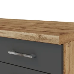 Küchenzeile in L-Form Sorrella 210cm mit Backofen und Geschirrspüler - anthrazit/ocker