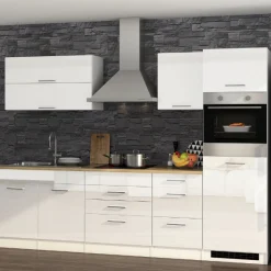 Küchenzeile Ragnar 290cm mit Backofen - Hochglanz weiß