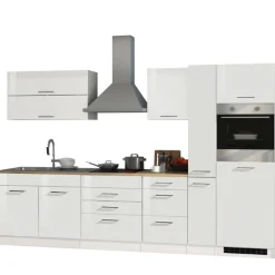 Küchenzeile Ragnar 320cm mit Backofen - Hochglanz weiß