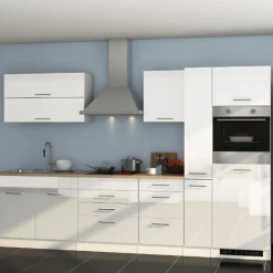 Küchenzeile Ragnar 320cm mit Backofen - Hochglanz weiß