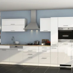Küchenzeile Ragnar 330cm mit Backofen und Geschirrspüler - Hochglanz weiß