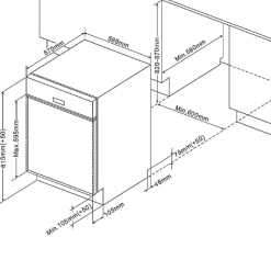 Küchenzeile Ragnar 370cm mit Backofen, Mikrowelle, Geschirrspüler und Kühlschrank - hochglänzend weiß