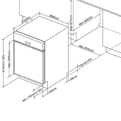 Küchenzeile Ragnar 300cm mit Geschirrspüler, Kühlschrank und Backofen - hochglänzend weiß