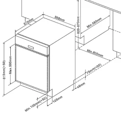 Küchenzeile Ragnar 340cm mit Geschirrspüler, Backofen und Kühlschrank - hochglänzend weiß
