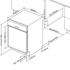 Küchenzeile Ragnar 330cm mit Kühlschrank, Backofen und Geschirrspüler - hochglänzend weiß