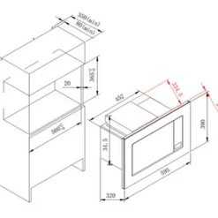 Küchenzeile Ragnar 270cm mit Mikrowelle, Kühlschrank und Backofen - Hochglanz weiß