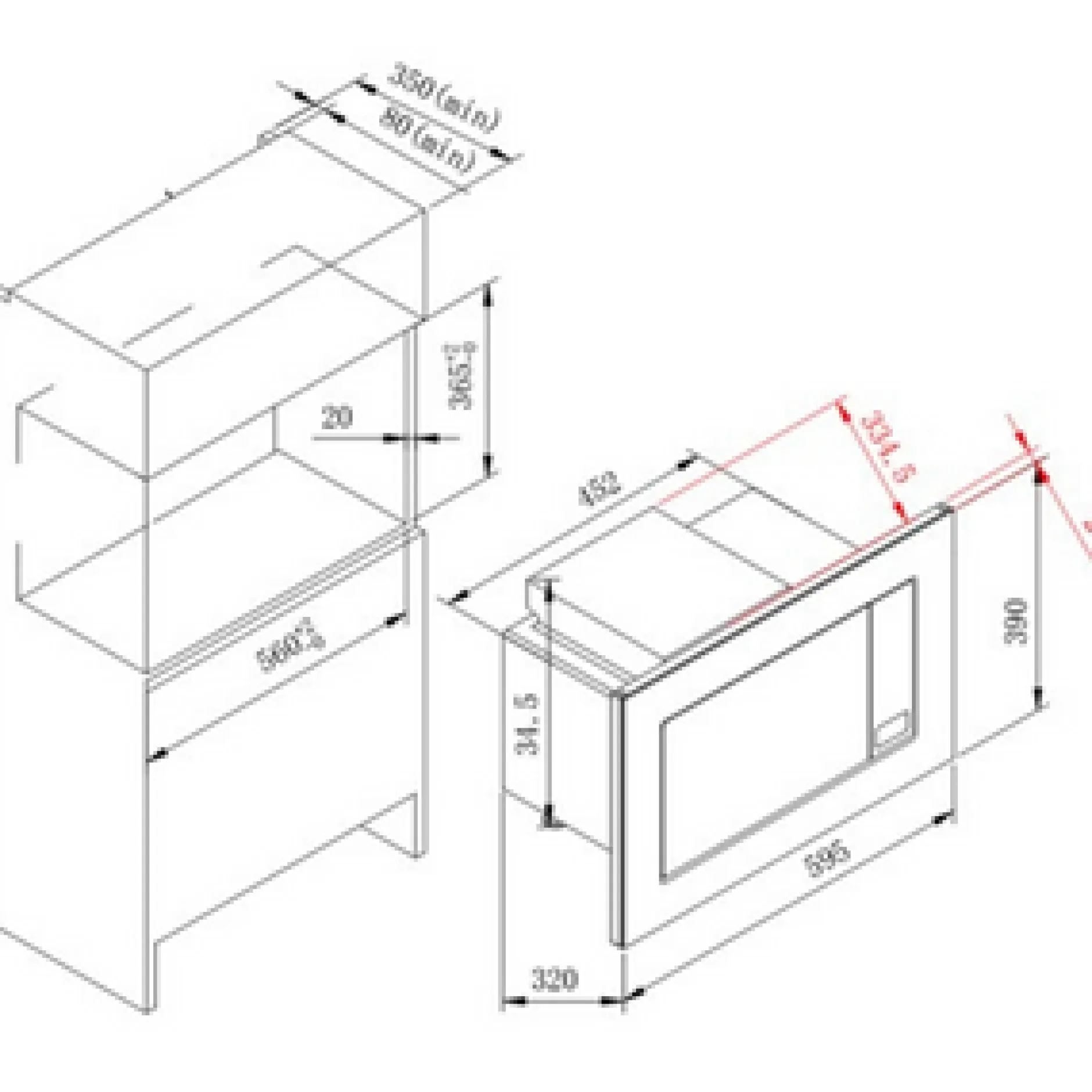 Küchenzeile Ragnar 270cm mit Mikrowelle, Kühlschrank und Backofen - Hochglanz weiß