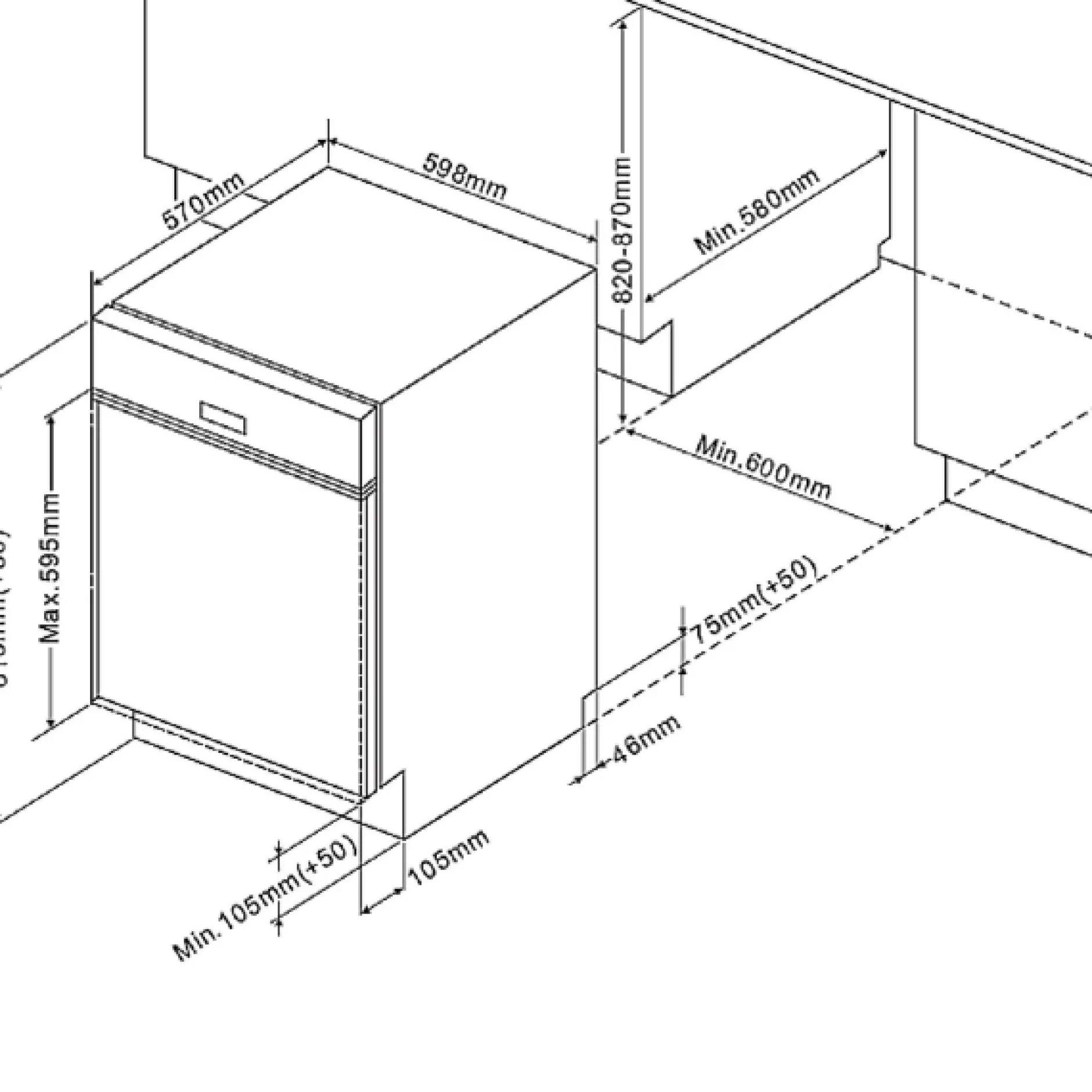 Küchenzeile Ragnar 220cm mit Platz für Backofen und Geschirrspüler - hochglänzend weiß