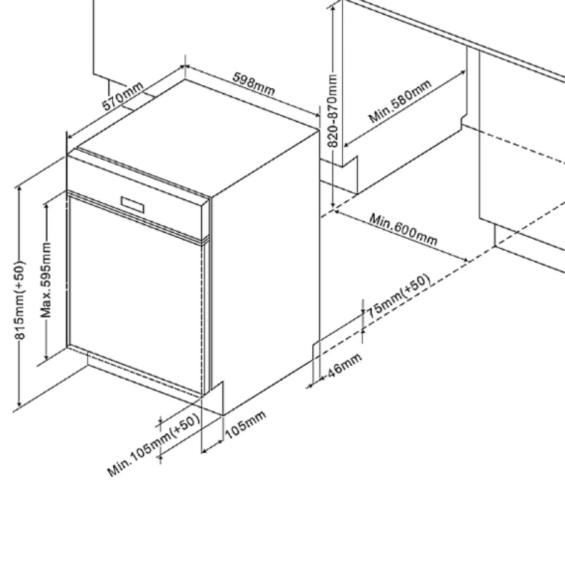 Küchenzeile Ragnar 300cm mit Platz für Geschirrspüler, Kühlschrank und Backofen - Hochglanz anthrazit