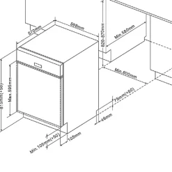 Küchenzeile Ragnar 390cm mit Platz für Kühl-Gefrierkombination, Backofen und Geschirrspüler - Hochglanz anthrazit