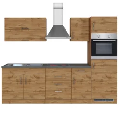 Küchenzeile Sorrella 270cm mit Backofen und Kühlschrank - Eiche