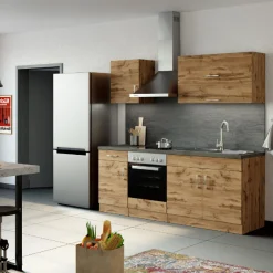 Küchenzeile Sorrella 210cm mit eingebautem Backofen - Eiche