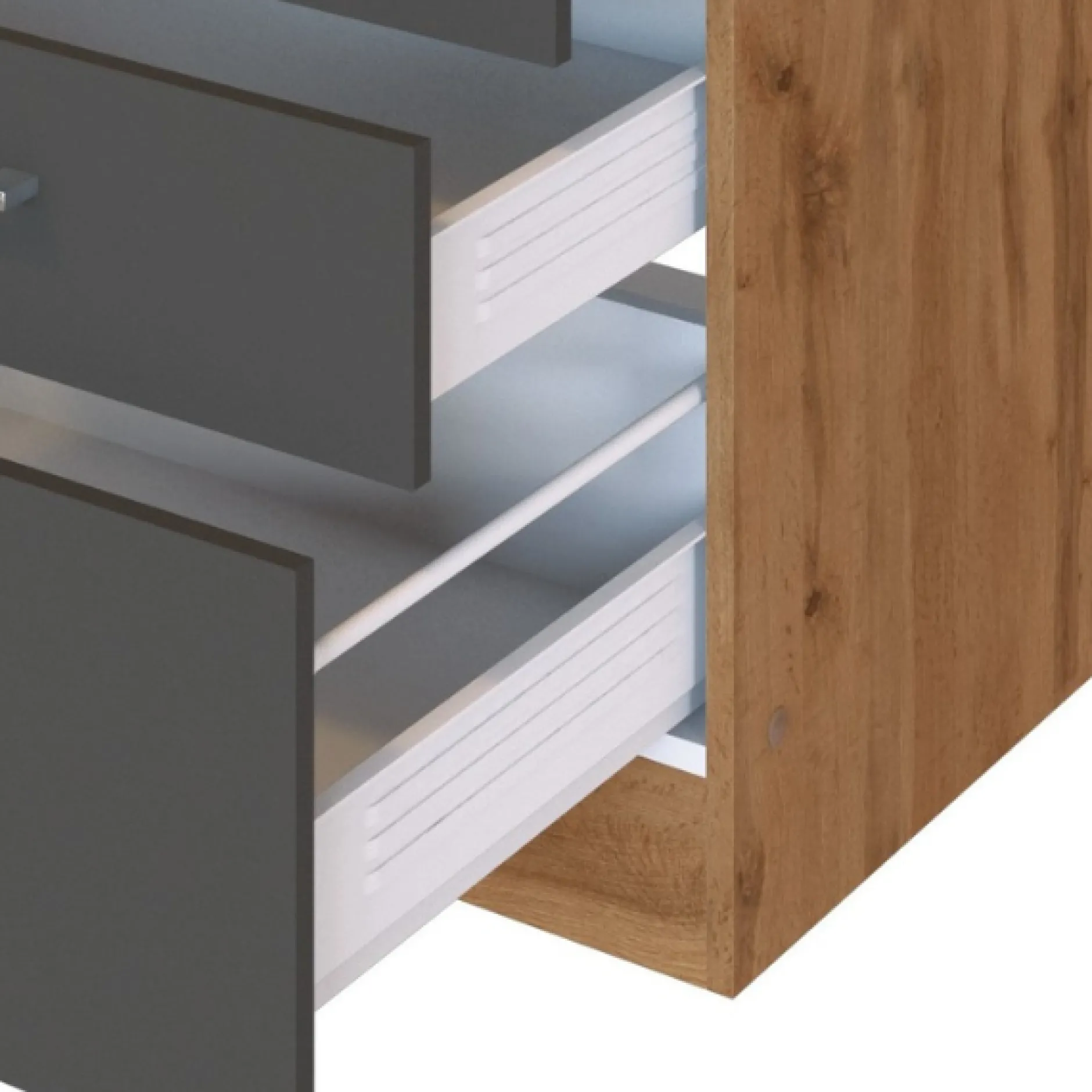 Küchenzeile Sorrella 360cm mit Platz für Geschirrspüler, Backofen, Kühlschrank und Gefrierschrank - Anthrazit/Eiche
