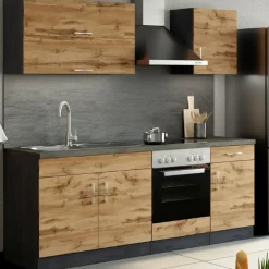 Küchenzeile Sorrella 210cm mit Platz für Backofen - Eiche/Graphit