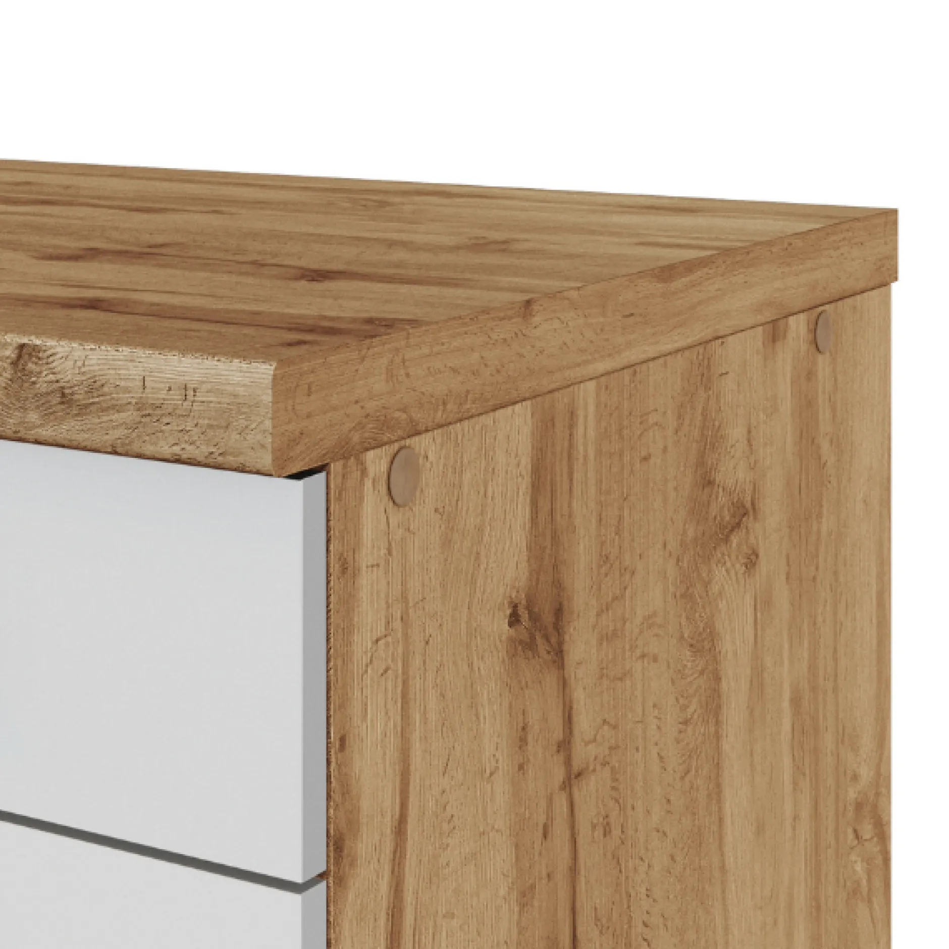 Küchenzeile Sorrella 270cm mit Platz für Backofen, Geschirrspüler und Kühlschrank - weiß/Eiche