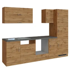 Küchenzeile Sorrella 270cm mit Platz für Backofen, Geschirrspüler und Kühlschrank - Eiche