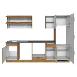 Küchenzeile Sorrella 270cm mit Platz für Backofen, Geschirrspüler und Kühlschrank - Eiche