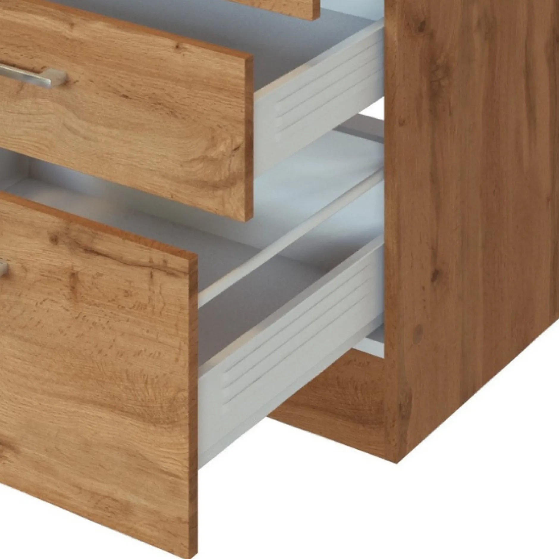Küchenzeile Sorrella 270cm mit Platz für Backofen und Kühlschrank - Eiche